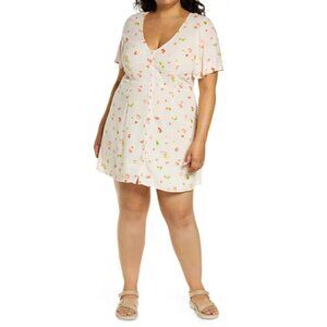 BP Women Pink Floral Skater Dress BNWOT Short Sleeve Button Up